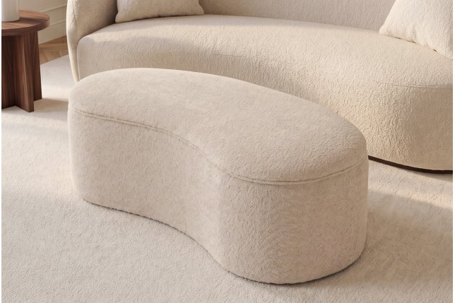 Banc coffre ELEMENTAL 120cm bouclé beige avec rangement