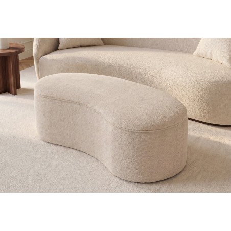 Banc coffre ELEMENTAL 120cm bouclé beige avec rangement