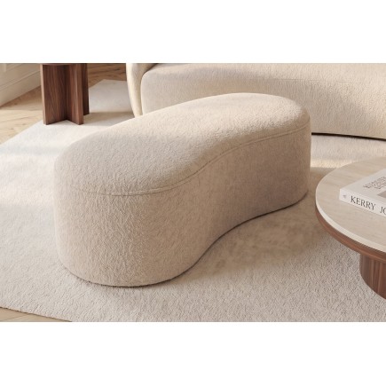 Banc coffre ELEMENTAL 120cm bouclé beige avec rangement