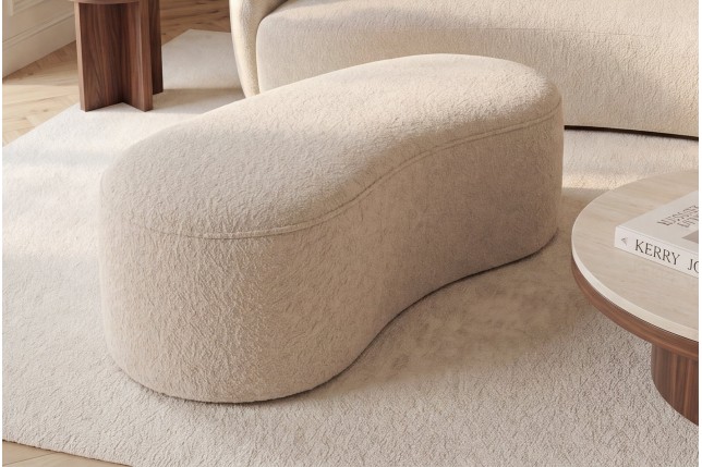 Banc coffre ELEMENTAL 120cm bouclé beige avec rangement
