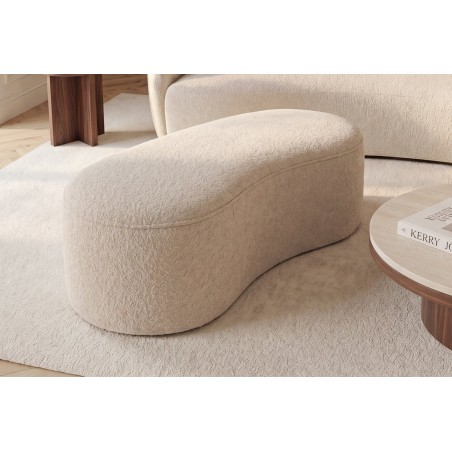 Banc coffre ELEMENTAL 120cm bouclé beige avec rangement