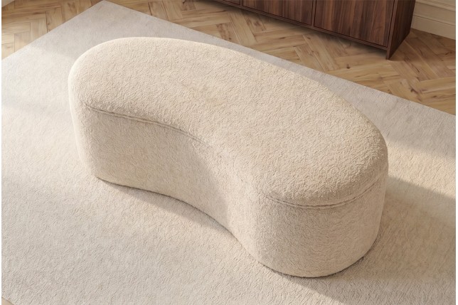 Banc coffre ELEMENTAL 120cm bouclé beige avec rangement