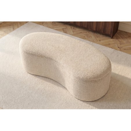 Banc coffre ELEMENTAL 120cm bouclé beige avec rangement