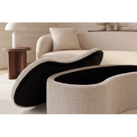 Banc coffre ELEMENTAL 120cm bouclé beige avec rangement