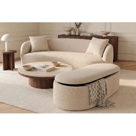 Banc coffre ELEMENTAL 120cm bouclé beige avec rangement
