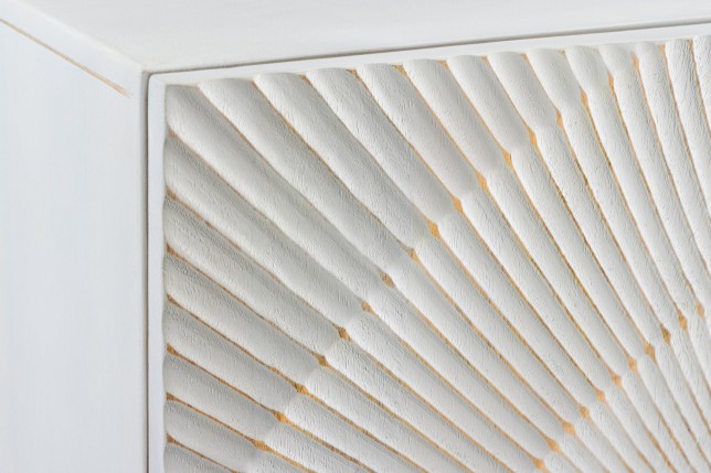 Highboard GOLDEN SUNSET 120cm - Buffet manguier blanc et doré