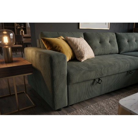 Canapé d'angle convertible APARTMENT velours vert 3 places