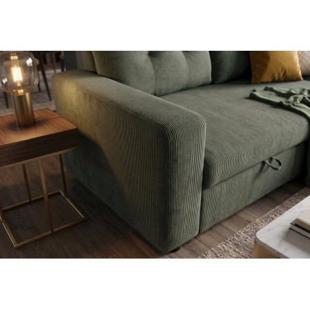 Canapé d'angle convertible APARTMENT velours vert 3 places