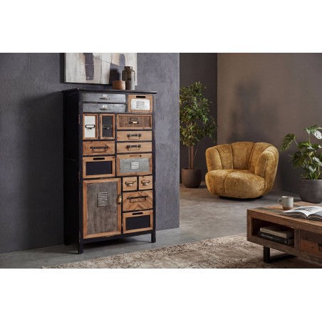 Highboard SECRETS 150cm pin massif vintage brown