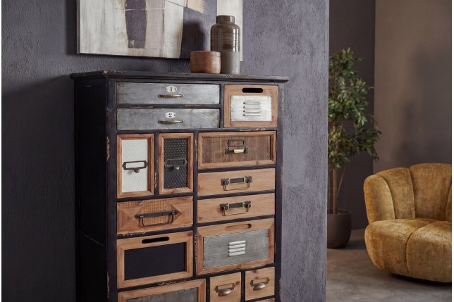 Highboard SECRETS 150cm pin massif vintage brown