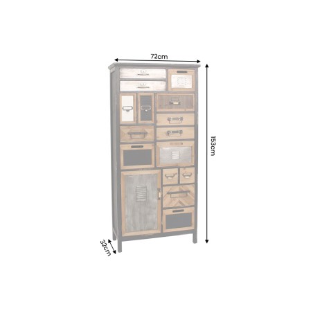 Highboard SECRETS 150cm pin massif vintage brown