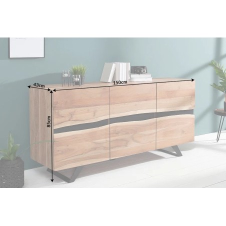 Bahut AMAZONAS 150cm Bois Massif Acacia Pieds Métal