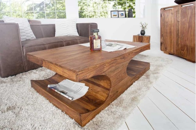 Table basse rectangulaire en bois sheesham  massif 105 cm | Elsines