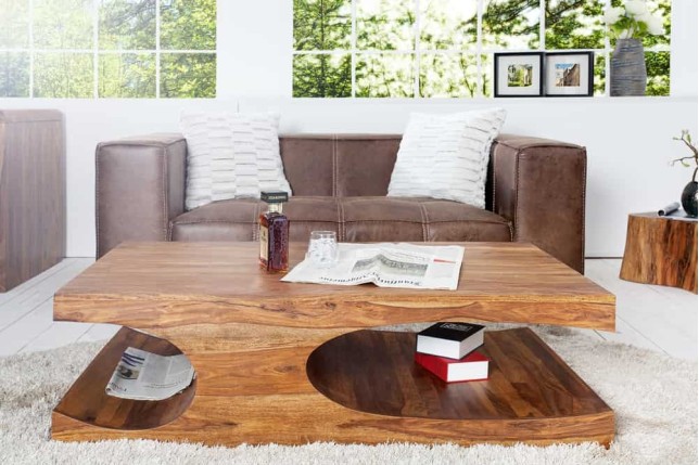 Table basse rectangulaire en bois sheesham  massif 105 cm | Elsines