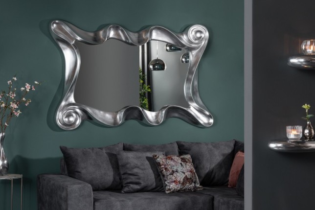 Miroir mural moderne en polyresine teinté argent