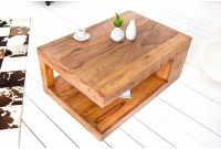 Table basse 90x60 cm design avec rangement en bois Sheesham (Palissandre)  massif