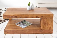 Table basse 90x60 cm design avec rangement en bois Sheesham (Palissandre)  massif