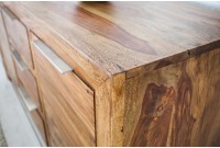 Buffet enfilade bois massif 140 cm à 2 portes et 3 tiroirs