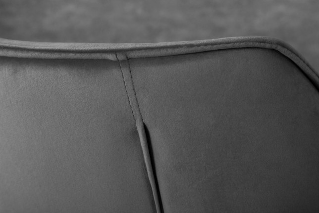 Chaise design scandinave de salle à manger coloris gris en microfibre avec piétement en métal
