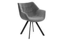 Chaise design scandinave de salle à manger coloris gris en microfibre avec piétement en métal
