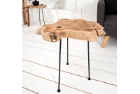 Table d'appoint en bois massif style rustique