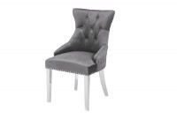 Chaise salle à manger LISA, élégante, en velours, gris, design baroque