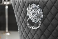 Chaise salle à manger LISA, élégante, en velours, gris, design baroque