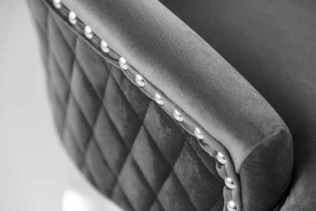 Chaise salle à manger LISA, élégante, en velours, gris, design baroque