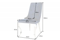 Chaises design capitonné PAULA avec pied baroque en acier inoxydable, velours, bleu