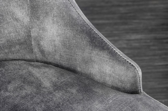 Chaises design capitonné PAULA avec pied baroque en acier inoxydable, velours, gris, doré