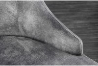 Chaises design capitonné PAULA avec pied baroque en acier inoxydable, velours, gris, doré