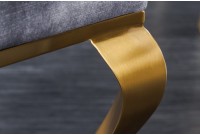 Chaises design capitonné PAULA avec pied baroque en acier inoxydable, velours, gris, doré