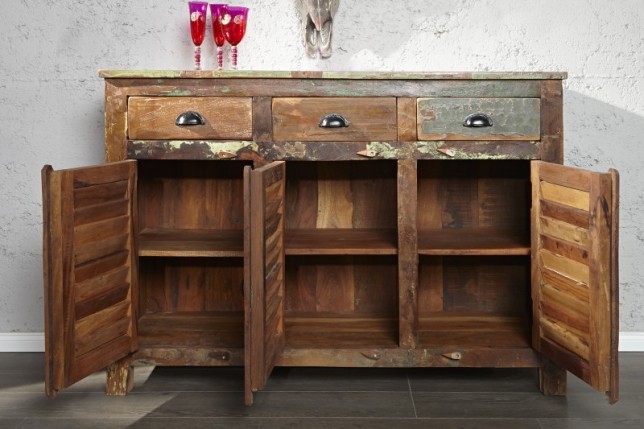 Bahut design industriel en bois massif recyclé
