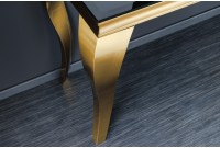 Console design baroque de 140cm verre opale noir pieds doré