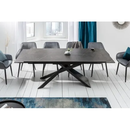 Table à manger 180-220-260cm céramique  aspect de pierre graphite 2
