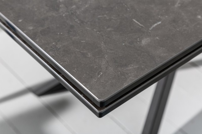 Table à manger 180-220-260cm céramique  aspect de pierre graphite