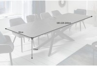 Table à manger 180-220-260cm céramique  aspect de pierre graphite