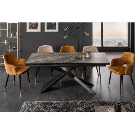 Table à manger extensible 180-220-260cm céramique  aspect marbre foncé 2