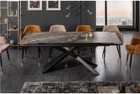 Table à manger extensible 180-220-260cm céramique  aspect marbre foncé