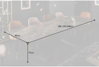 Table à manger extensible 180-220-260cm céramique  aspect marbre foncé