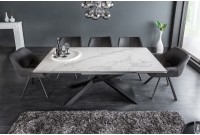 Table à manger extensible 180-220-260cm céramique  aspect marbre blanc