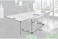 Table à manger extensible 180-220-260cm céramique  aspect marbre blanc