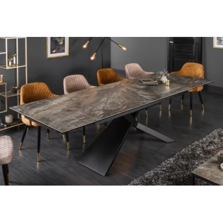 Table à manger extensible 180-220-260cm céramique  aspect marbre foncé