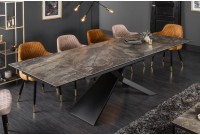Table à manger extensible 180-220-260cm céramique  aspect marbre foncé