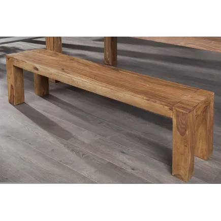 Banquette 140 cm design en bois massif sheesham