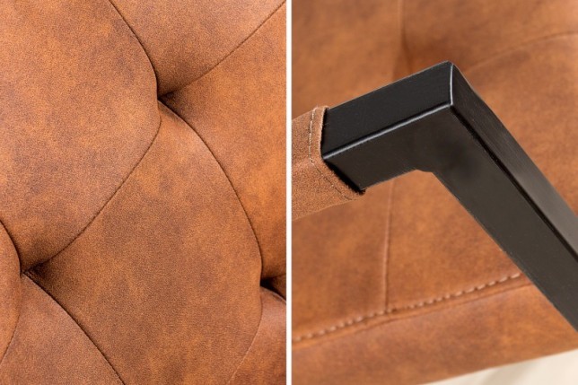 Chaise accoudoir cantilever capitonnées coloris Oxford  cognac