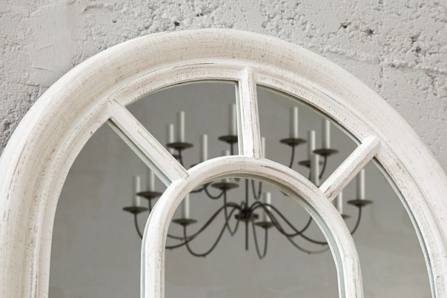 Miroir design Fenêtre avec cadre en bois blanc