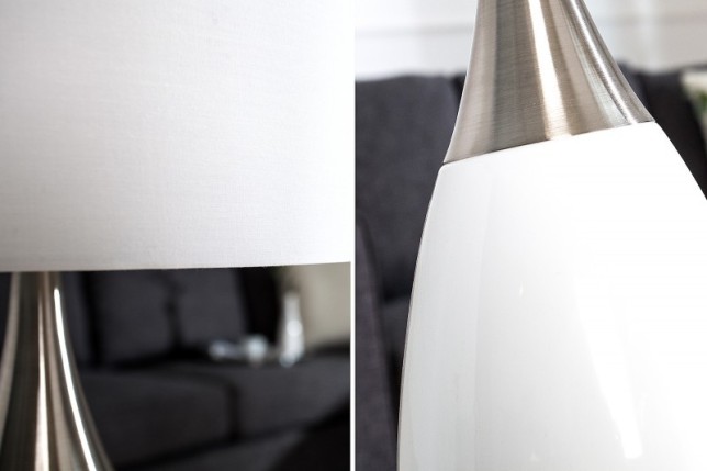 Lampe à poser moderne en métal et en toile de couleur blanche