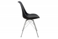 Ensemble de 4 chaises style scandinaves en simili cuir noir et piétement métallique