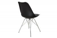 Ensemble de 4 chaises style scandinaves en simili cuir noir et piétement métallique